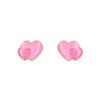Boucles d'Oreilles Coeurs Laqués Rose - Or Jaune - Femme ou Enfant - vue V1