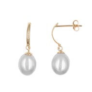 Boucles d'Oreilles Pendantes Perles de Culture - Or Jaune - Femme