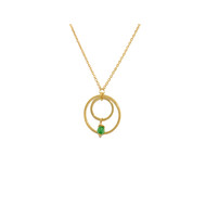 Collier  chaîne anneaux et perle de jade -doré à l 'or