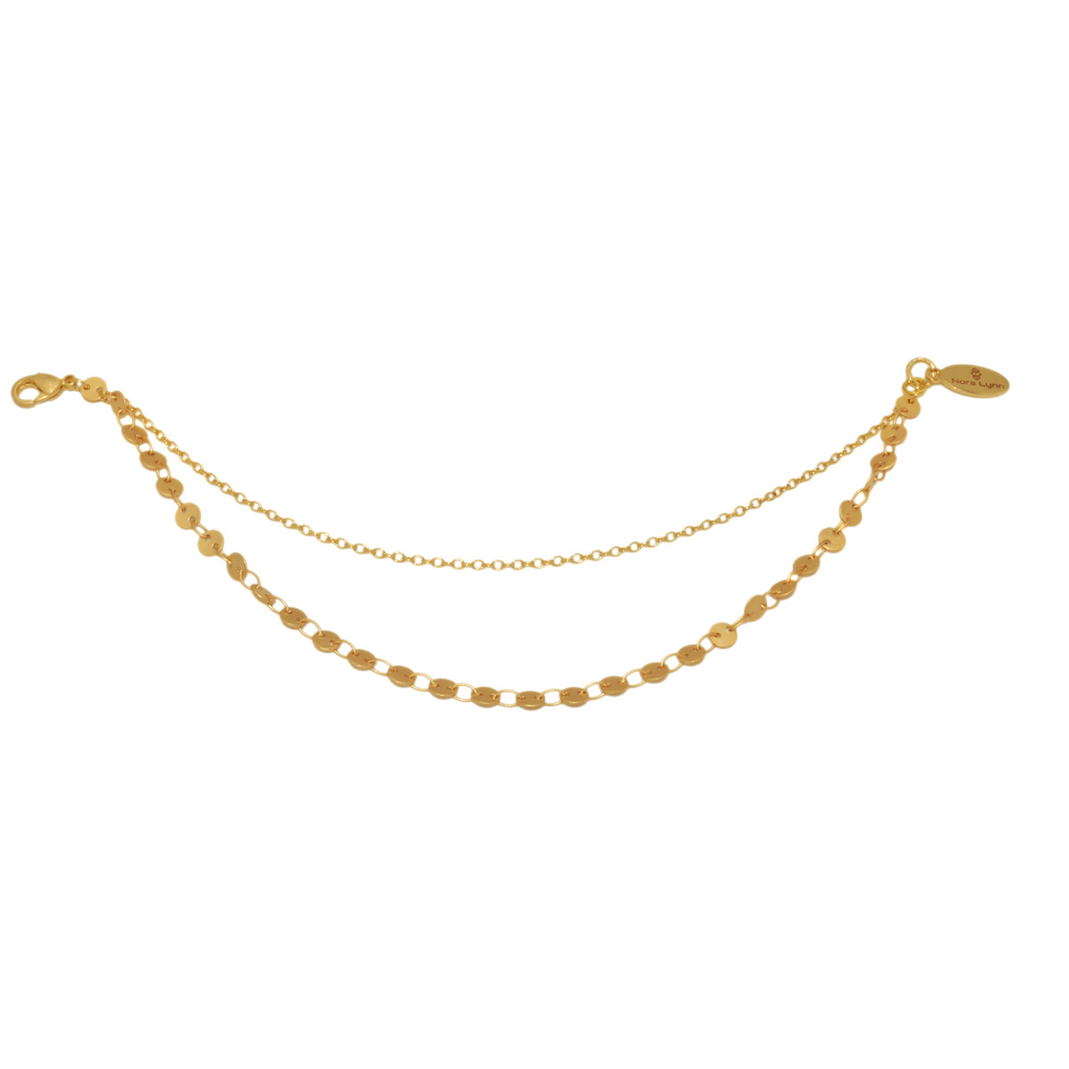 Bracelet multi- rangs délicat minimaliste chaîne disques doré à l 'or fin