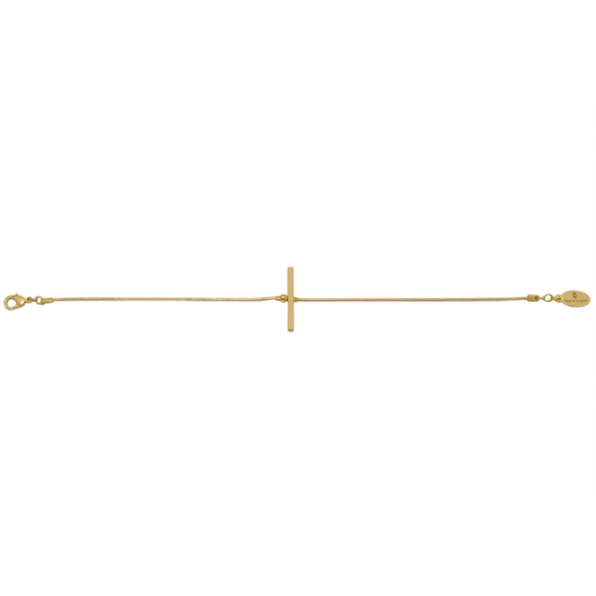 Bracelet délicat minimaliste chaîne barre perles-doré à l 'or fin - vue 2