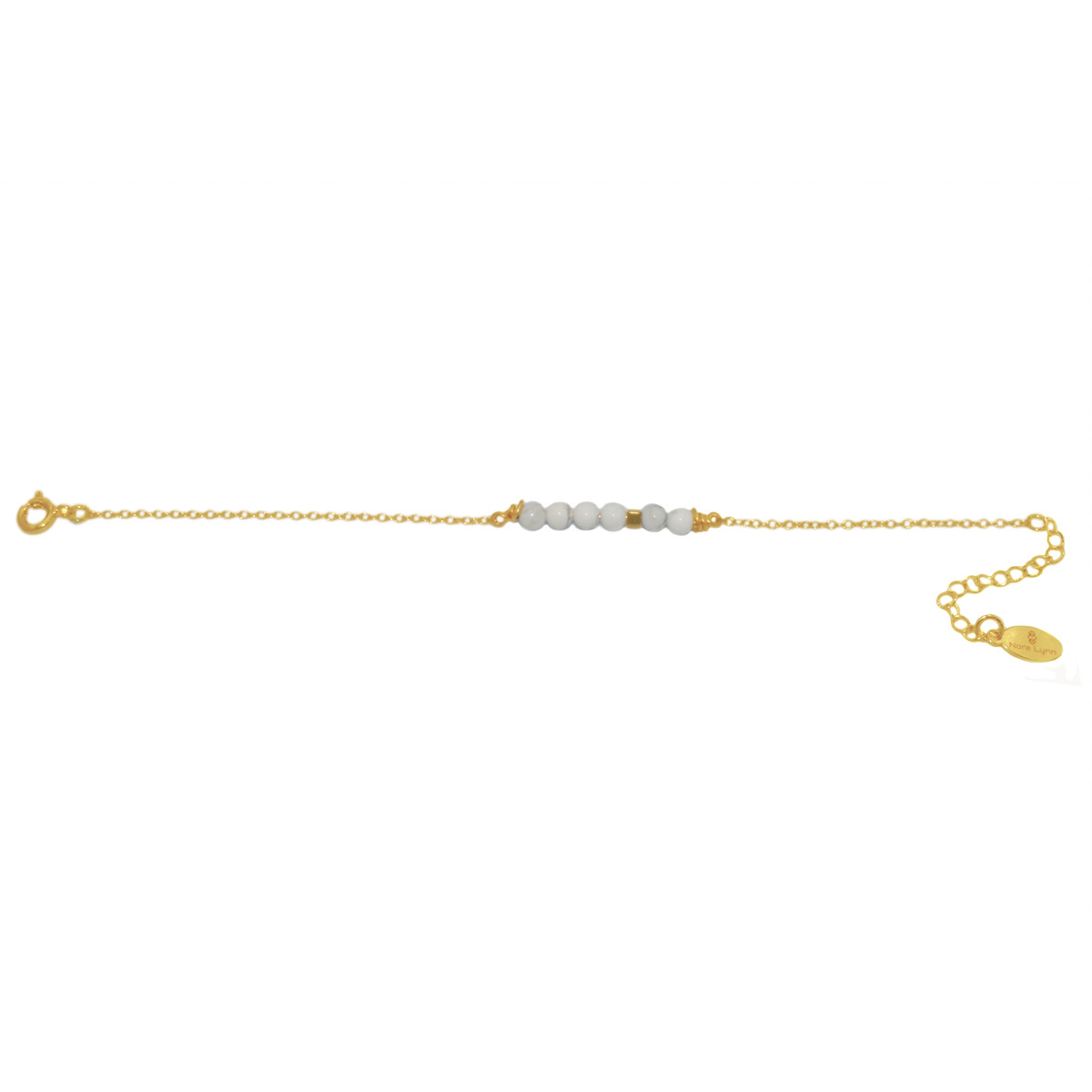 Bracelets  de Perles semi-précieuse d'howlite et  d'hematite-Doré à l'or fin - vue 2