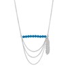 Collier bohème plume perles bleu turquoise 3 rangs Argent 925 Rhodié - vue V1