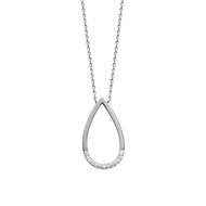 Collier ovale goutte serti d'oxyde de zirconium Argent 925 Rhodié