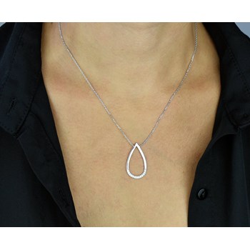 Ovale halsketting bezet met zirkoniumoxide 925 gerhodineerd zilver