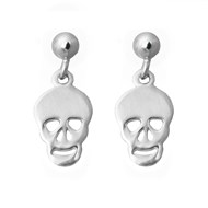 Boucles d'oreilles tête de mort pendante Argent 925 Rhodié