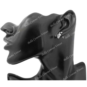 925 Rhodium zilveren schedel en kruisbeenderen oorbellen