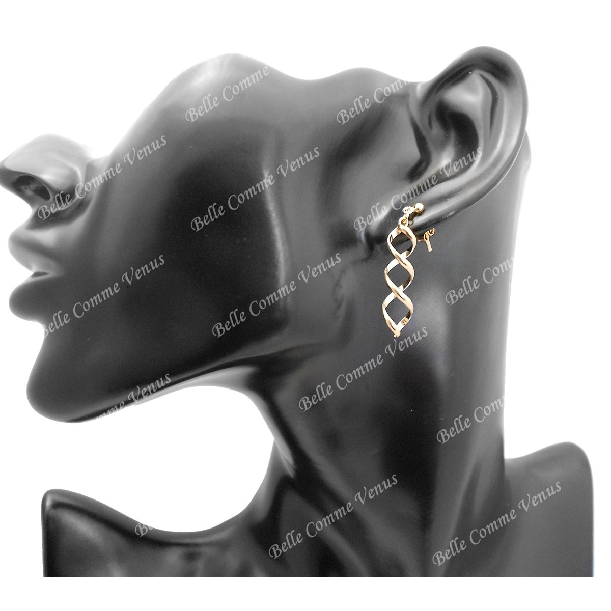Boucles d'oreilles spirale torsadée Plaqué OR 750 3 microns - vue 2