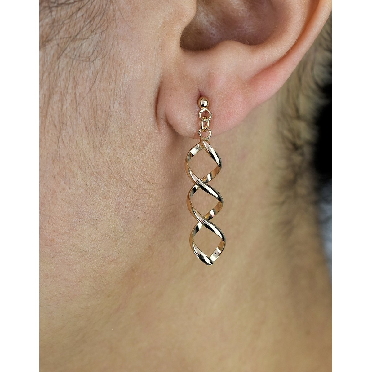 Boucles d'oreilles spirale torsadée Plaqué OR 750 3 microns - vue 4