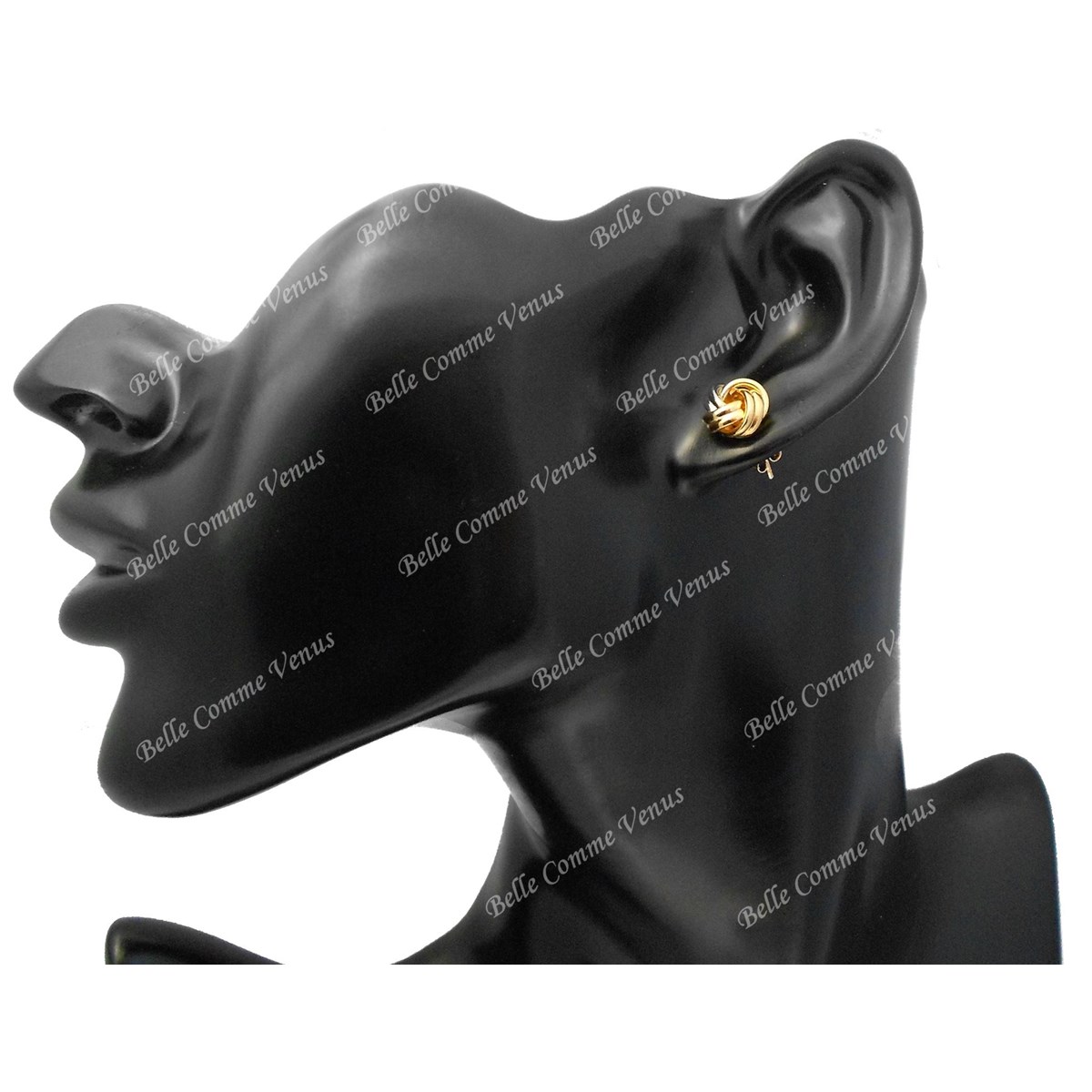 Boucles d'oreilles puce noeud Plaqué OR 750 3 microns - vue 2