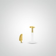 Piercing hélix et tragus en or jaune avec plume
