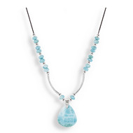 Collier Larimar et argent sur cordon