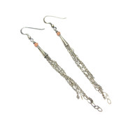 Boucles d'Oreilles Pompon Pierre de Lune, Argent Patiné et Pierres Naturelles