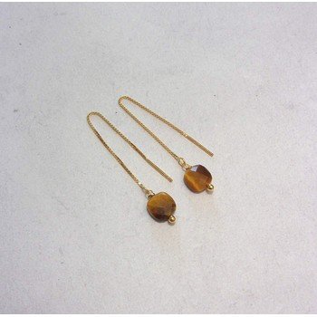 Boucles d'oreilles argent 925 doré oeil de tigre