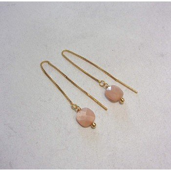 Boucles d'oreilles argent 925 doré pierre de Lune