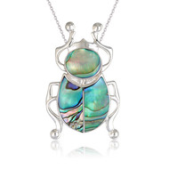 Pendentif figurine scarabée Nacre abalone Argent 925-Unisex Multicolore