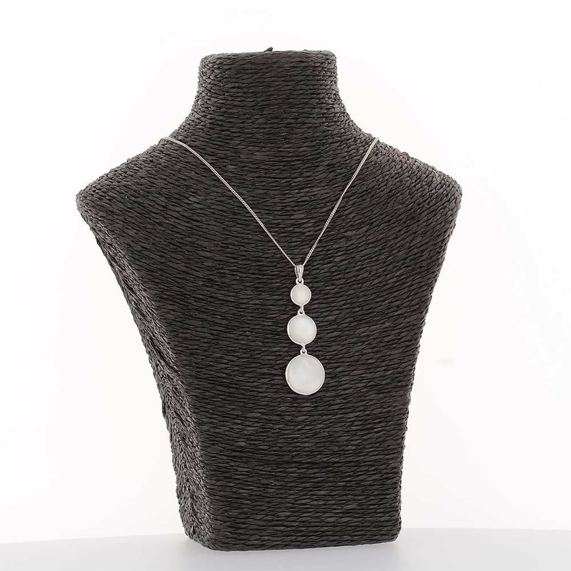 Pendentif 3 disques de nacre blanche sertis argent rhodié - vue 4