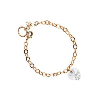 Rose gold bracelet and SC Crystal heart adorned with sparkling crystals