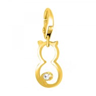 Charm chat doré SC Crystal orné de Cristaux scintillants