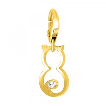 SC Crystal golden cat charm with sparkling crystals
