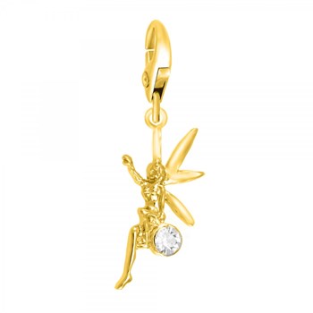 SC Crystal golden fairy charm with sparkling crystals