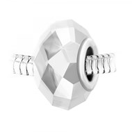 Charm perle cristal à facettes et acier SC Crystal