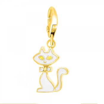 SC Crystal white cat charm with sparkling crystals