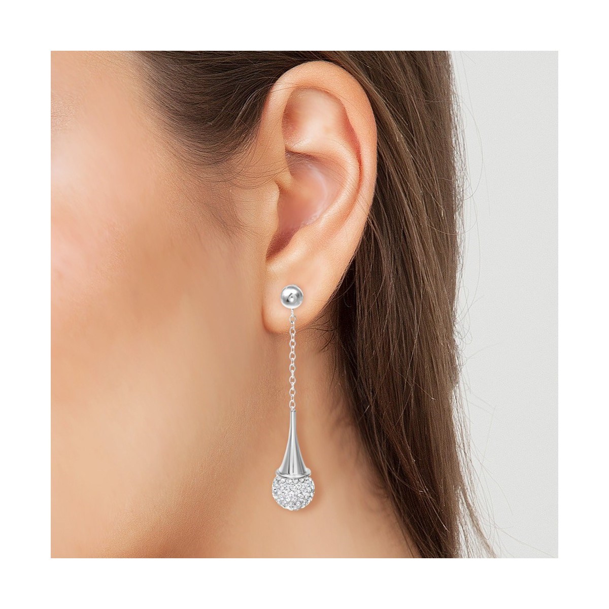 Boucles d'oreilles en acier SC Crystal ornées de Cristaux scintillants - vue 2