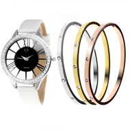 Montre Lara SC Crystal ornée de 48 Cristaux scintillants et ses 3 Bracelets en acier inoxydable