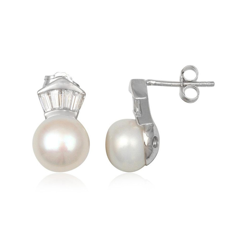 Boucles d'Oreilles Femme Cubic Zirconium et Perle blanche