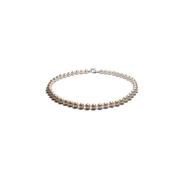 Collier Ras du Cou Femme en Perles de culture d'eau douce Blanches de 41 cm et Argent 925/1000