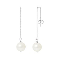 Boucles d'Oreilles Pendantes Perles de Culture Blanches et or blanc 750/1000