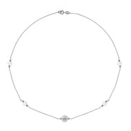 Collier Perles de culture Blanches, cristal et Argent 925