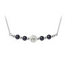 Collier Perles de culture Noires, cristal et Argent 925 - vue V1
