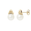 Boucles d'Oreilles Perles de Culture Blanches, Diamants et Or Jaune 750/1000 - vue V1