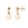 Boucles d'Oreilles Pendantes Perles de Culture Roses et or jaune 750/1000 - vue V1