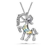 Pendentif Astro Sagittaire orné de Cristaux de Swarovski Zirconia Blanc et Argent 925