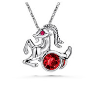 Pendentif Astro Capricorne orné de cristal de Swarovski Rouge