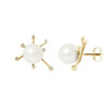Boucles d'Oreilles Femme Perles de Culture Blanches, Diamants et Or Jaune 750/1000 - vue V1