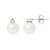 Boucles d'Oreilles Perles de Culture Blanches, Diamants et Or Blanc 750/1000 - vue V1