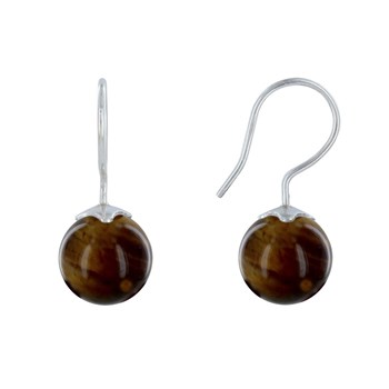 925 Sterling Silver Tiger Eye Beads Earrings