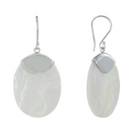 Boucles d'Oreilles Argent Ovale Nacre Ivoire