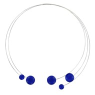 Collier Ras de Cou Torque Métal Cinq Galets de Céramique