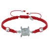 Bracelet Tortue Métal Argenté Lien Tréssé - Rouge - vue V1