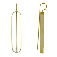 Boucles d'Oreilles Crochet Laiton Ovale et Perle de Verre