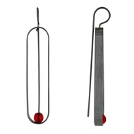 Boucles d'Oreilles Crochet Ruthénium Ovale et Perle de Verre