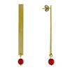 Boucles d'Oreilles Clous Laiton Rectangle Plat et Perle de Verre - vue V1