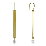 Boucles d'Oreilles Crochet Laiton Rectangle Plat et Perle de Verre