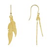 Boucles d'Oreilles Argent 925 Doré Deux Plumes - vue V1