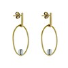 Boucles d'Oreilles Clous Laiton Rectangle Plat Cercle et Perle de Verre - vue V3